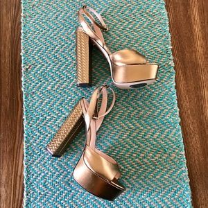 rachel zoe gold platform shoes